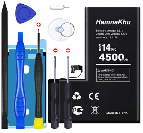 4500mAh (New Upgrade) Super Capacity Battery Compatible with iPhone 14 Pro, 0 Cycle Li-Polymer Replacement Battery for iPhone 14 Pro, with Professional Repair Tool Kit