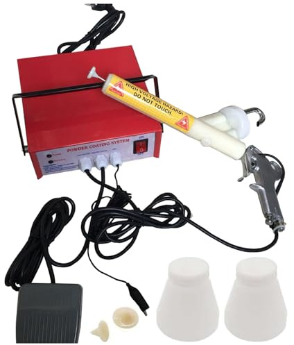 CLEASEBILY Powder Coating System Kits,Powder Coating Gun,Portable Manual Spray Gun Electrostatic Powder Coating Gun System,With W/Foot Switch Spraying Gun,Durable Adjustable