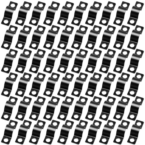 Touosy 60 Pezzi Fascette Stringitubo, Morsetti per Tubi 2 Fori, Morsetti a U Metallo Morsetto per Tubi Resistente Morsetto per Cavi Condotti Fili Metallici Gestione del Cablaggio Elettrico (10 MM)