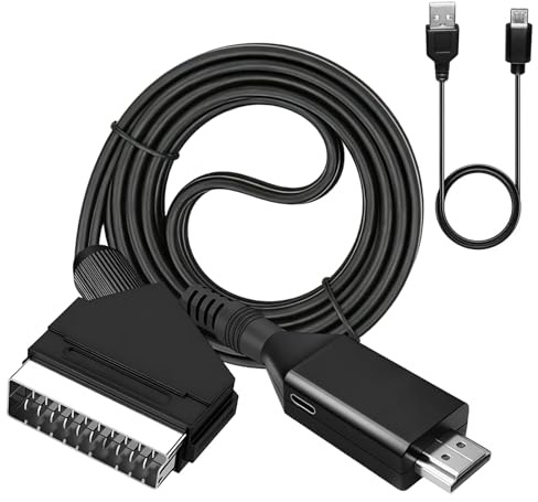 ingoodtle Scart to HDMI Converter All-in-One Scart Lead to HDMI Adapter | with USB Power Supports HD 720/1080P Converter for DVD Player TV HDTV Monitor Projector STB VHS Xbox PS2 PS3 Sky Blu-Ray