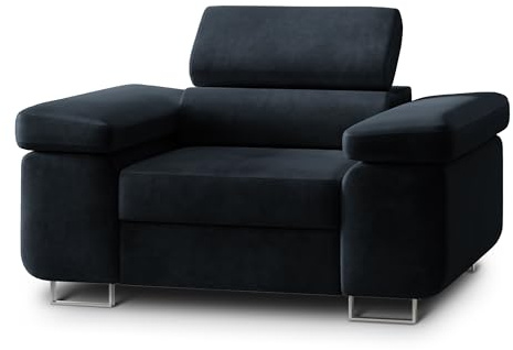Masseno Ohrensessel Calvo M, Lounge Sessel, mit Armlehnen, Komfort Polsterstuhl für Esszimmer, Wohnzimmer, Bein aus Metall, Monolith 95