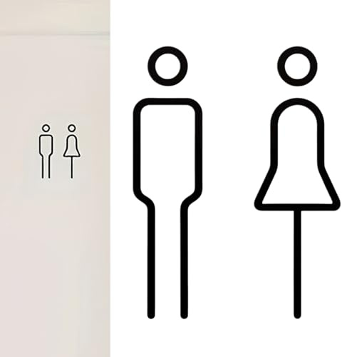 Targhetta WC Nera Autoadesiva, Targa Toilette in Acrilico Simbolo Uomo Donna, Targa Porta WC Moderna per Privato & Pubblico