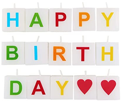 BUTLERS Geburtstagskerzen mit Buchstaben Happy Birthday | Würfelkerzen Kerzenblöcke Herzlichen Glückwunsch | Kuchen Deko und Tischdekoration für Geburtstagsfeier Party Dekoration
