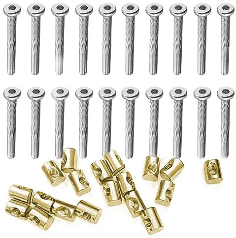 Verbessern Sie Haltbarkeit und Sicherheit mit dem VEDA Packung mit 20 Stück 60mm langen Bronze-Bett-Kinderbett-Etagenbett-Schrauben mit Flachkopf HEX
