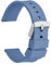 WOCCI 14mm Silicone Watch Strap, Quick Release Rubber Replacement Band with Silver Stainless Steel Buckle (Blue-grey)