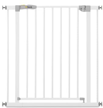 hauck Barrière de sécurité pour porte, barrière d'escalier pour enfants Stop N Safe 2 Safety Gate, sans perçage, largeur 75-80 cm, extensible avec rallonge séparée, grille métallique, blanc