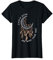 Mond Traumfänger Federn Bohemian Style - Damen T-Shirt, Schwarz, S, Böhmisch, Cartoon, Klassisch, Halbarm, Pull-On, Klassische Passform, Dreamcatcher-Design