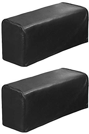 Vonluxeshop 2 Stück Sesselschoner aus Kunstleder, Sofa-Armlehnenbezüge, dehnbar, wasserdicht, Möbelschutz (schwarz)