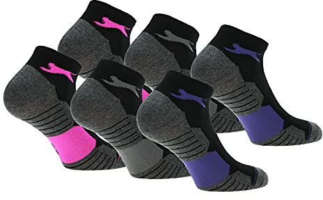 Slazenger 6 Paar Sportsocken Damen Sneaker, Piquet Herstellung, ausgezeichnete Qualität der gekämmten Baumwolle (Schwarz, 39-42)