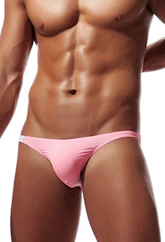 Newsywell Hommes Ice Silk Soie Glacée Triangle Micro Bikinis Bulge Pouch Low Rise Soft Slip Briefs Underwear sous-Vêtements Rouge XX-Large