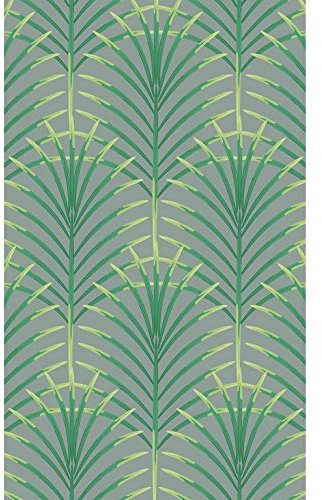 PLAGE Papier peint intissé art déco, 250 cm X 150 cm, vert et gris.