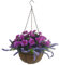 Künstlicher Blumentopf für drinnen und draußen, violette Azaleen und Lavendel, schöne DIY-Dekoration, Seidenblumen, Kette, Hängekorb, Blumentopf (kleiner Korb)