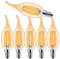 ProCrus E14 LED Dimmbar Kerze Vintage Lampe 4W Kerzenform für Kronleuchter,C35 Filament Kerzen LED Glühbirne,2700K Warmweiß Kerzenbirnen,Ersetzt 40 Watt,400LM,Dimmbar,Amber,6er Pack,Energieklasse F