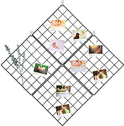 ZUOKEMY 4 paneles decorativos de rejilla de pared montados para sala de estar, dormitorio, oficina, estudio, etc. Paneles de cuadrícula de 12 x 12 pulgadas (negro)