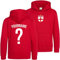 Purple Print House England Hoodys for Kids, England Flag Badge Custom Name and Number Hoodie, Football Personalised Retro Europe Summer 2022 Footy Gifts for Boys Girls, 1-2 Years, Red