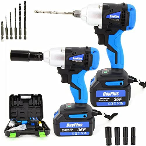 3-in-1-Akku-Schlagschrauber 1/2 Zoll 420 Nm Drehmoment-Bohrschrauber mit Akku, 4 Scokets, 6 Bohrer, 1/2-Zoll-Antrieb, automatisches Elektrowerkzeug mit zwei Geschwindigkeiten und LED-Arbeitslicht