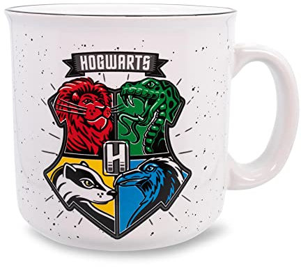 Tasse en céramique Harry Potter avec blason de Poudlard | Tasse à café de voyage sans BPA pour expresso, caféine, cacao | Essentiels pour la maison et la cuisine | Cadeaux et objets de collection du