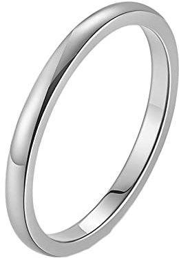 Epinki Ringe Damen 2MM, Silber Eheringe Damenringe Simple Stapelbar Edelstahl Ringe Frau, Gr.57 (18.1)