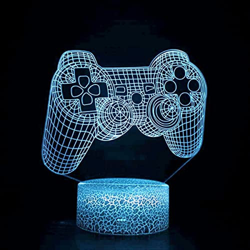 QQY 3D Illusionslampe LED Nachtlicht, Bedside Light Table Desk Lamp USB betriebene 7 Farben LED Leuchten mit Berührungsschalter für Kindergeschenke (Gamepad)