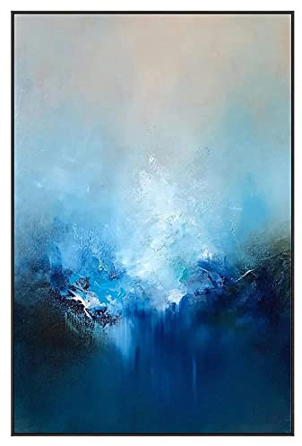 LCDIUDIU Handgemalte Acrylbilder, Abstrakte Blaue Textur Impressionismus Moderne Kunstwerke Rahmenlose Handgemalte Ölgemälde Auf Leinwand Wandkunst Für Wohnzimmer Schlafzimmer Büro Wohnkul