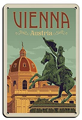 KJHBVND Austria Vienna Vintage Reise Poster Blechschild Vintage Metall Pub Club Cafe Bar Home Wall Art Dekoration Poster Retro 20,3 x 30,5 cm