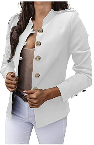 Femmes Recadrée Blazer Veste Casual Bouton vers Le Bas Vintage Rétro Costume Blazer À Manches Longues Costume Veste Solide Travail Bureau d'affaires Bomber Camionneur Biker Veste Dames