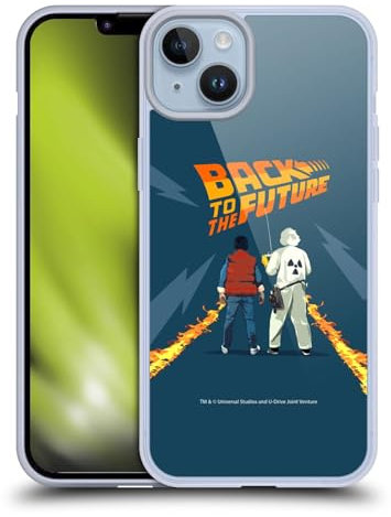 Head Case Designs Licenciado Oficialmente Back to The Future Dr. Brown y Marty I Arte Clave Caso Funda de Gel Suave Compatible con Apple iPhone 14 Plus