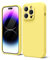 oakxco for iPhone 14 Pro Max Phone Case Liquid Silicone, Cute Thin Slim Soft Rubber TPU Plain Smooth Gel Cover for Women Girl, Matte Solid Protective & Shockproof, Yellow