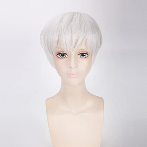 Anime Ghoul Ken Kaneki Weiß Schwarz Kurze Perücke Cosplay Kostüm Ken Kaneki Hitzebeständig Kunsthaar Herren Cosplay Perücken Weiß