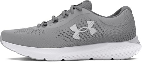 Under Armour UA Charged Rogue 4 Deportivas de hombre para correr, ligeros zapatos de deporte para hombre, color gris acero/blanco/negro