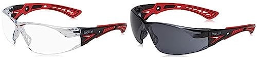 Bolle RUSH+CLEAR Clear Lens Safety Glasses & Bolle RUSHPPSF Rush Plus Spectacles, Red/Black