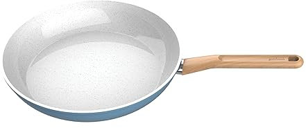 GoodCook Healthy Ceramic Titanium-Infused 12” Fry Pan, Light Blue – Induction Cookware, Nonstick Cooking Pan, Frying Pan Skillet for Eggs, Meats, Vegetables, Sauces, Warming Tortillas