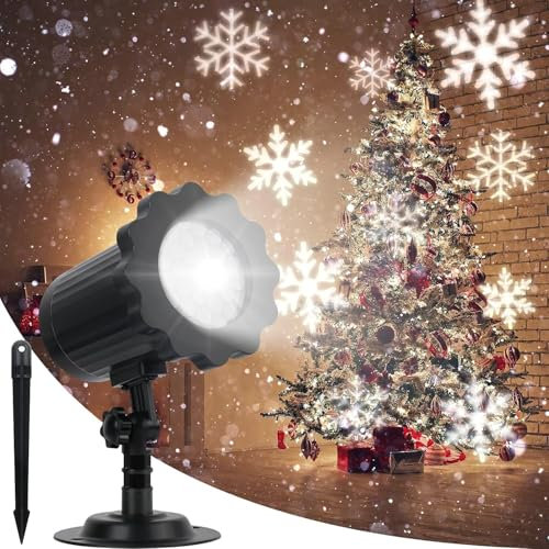 Christmas Snowflake Projector Lights Outdoor, Large Snowflake for Indoor Outdoor Decoration Holiday Garden Party