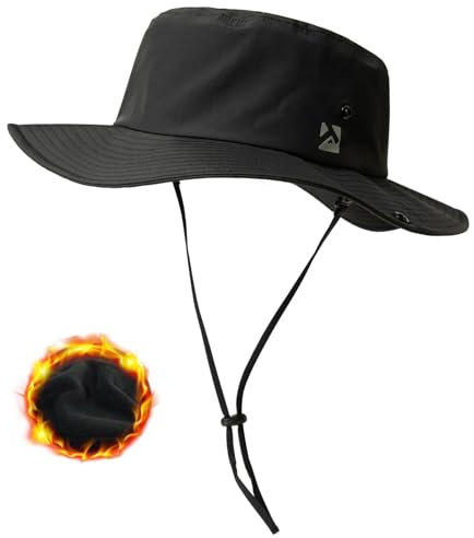 TOPEX XL/XXL Unisex wasserdichte Outdoor Hut Herren Wintermützen Warmes Fleecefutter UV-Schutz Sonnenhüte mit breiter Krempe Safari-Hut Angeln Wandern Boonie-Hüte 94600_Schwarz L/XL