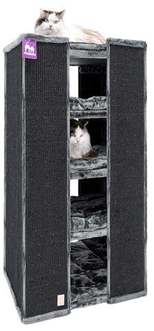 Petrebels Kratztonne XXL Pillar 117 cm, Farbe Anthrazit, 60 x 40 x 117 cm, Luxus Design Kratztonne für große Katzen