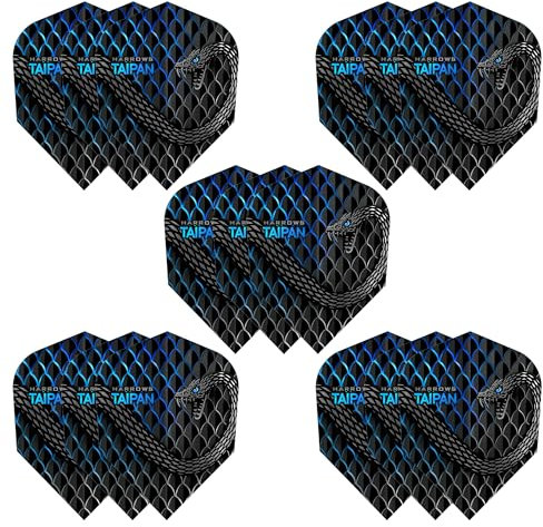 Harrows Taipan Dart-Flights | 5 x Sets Darts Flights (15 Flights insgesamt) I 100 Mikron Dart Flights I Premium Extra Stark Made in UK I Professionelles Dartzubehör I Blaue Dart-Flights