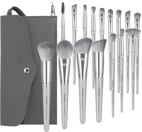 Glitzcharm Professionelles 17 Pcs Pinselset Makeup Schminkpinsel Kit Foundation Lidschatten Makeup Pinsel Kosmetikpinsel Set mit Pinsel Tasche