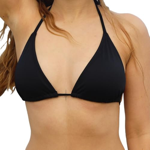 MYLILY Bikini Oberteil Triangel Schwarz| Triangel Bikini Damen | Bikini Damen Oberteil | Bikini Oberteil Schwarz (XL)