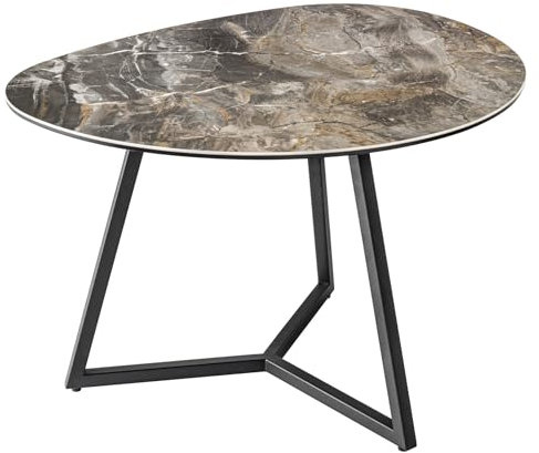 Riess Ambiente Moderner Couchtisch Marvelous 70cm Taupe schwarz Metall Marmor Keramik Made in Italy Wohnzimmer, eleganter Beistelltisch in Marmoroptik