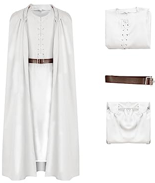 Ya-cos Weißer Zauberer-Cosplay-Kostüm, für Herren, lang, Umhang-Set