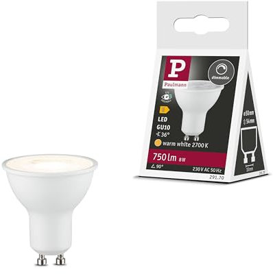 Paulmann 29170 Standard 230V LED Reflektor GU10 750lm 8W 2700K dimmbar Weiß matt 36° Leuchtmittel RAL9003