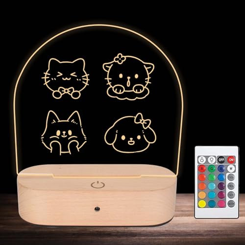 Tableau Lumineux Message LED, Panneau Note LED, Tableau Transparent Effaçable en Acrylique avec Base Lumineuse LED Bois, Lumière 16 Couleurs, avec Interrupteur Tactile et Télécommande