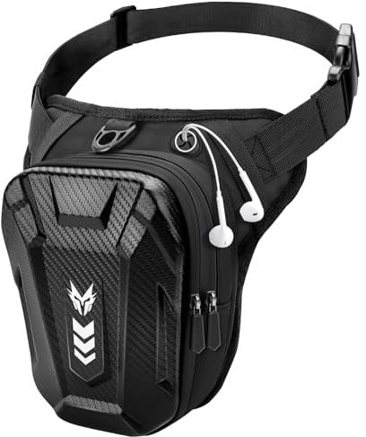 Rolgno Bolsa Pierna Moto, Amplia Capacidad Riñoneras Pierna Hombre Mujer, Duradero Bolsas de Alforjas con Correa de Pierna Ajustable & Tira Reflectante, para Ciclismo Pesca Camping Deportes