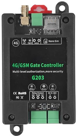 G203 4G GSM Toröffner-Fernschalter Unterstützt 1001 Benutzer 0-9999s Relais ABS-Gehäuse für Zugangskontrolle Garage Global GSM 3G 4G Frequenz DC9-36V
