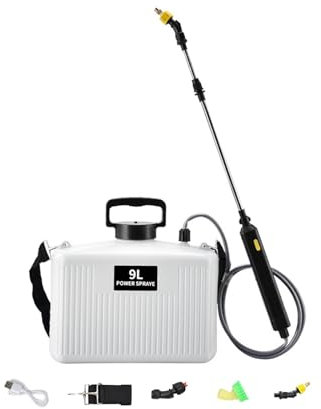 AWHAO Pulverizador eléctrico Recargable para el hogar con Correa para el Hombro, Varilla telescópica portátil, pulverizador de Hombro para pulverizar, 9L