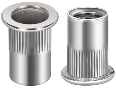 Dadi rivetti flangiati M6, rivnut in acciaio inossidabile 304, dadi ciechi zigrinati a testa piatta, colore argento, 100 pezzi