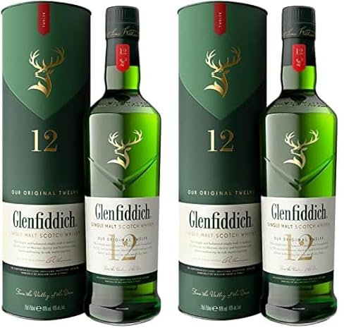 Glenfiddich 12 años Whisky escocés de malta, 70cl (Paquete de 2)