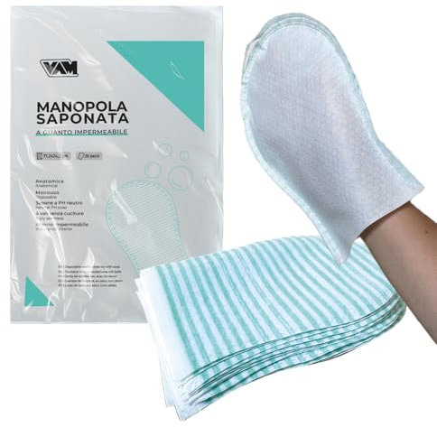 general merchandising Manopole Saponate Monuso Igiene Personale e Professionale || Puliscono e Idrata la Pelle, Senza Irritare || Morbide e Durevoli, con Sapone Integrato || Confezione da 20 Pezzi