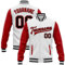 Generisch Personalisierte Baseballjacke Herren Baseball Jacke Oversize Bomberjacken College Jacke Langarm Baseballjacken Teenager Individuelle Namen Nummer Teamnamen (2-Red)