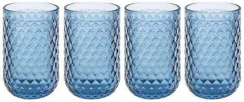 Lesser & Pavey Elements Blue Tumbler Glass Set of 4 for Home, Kitchen, Restaurant & Parties | Lovely Tumbler Glass Set of 4 for Drinks | Gorgeous Gift for Women, Men, Wedding & Christmas